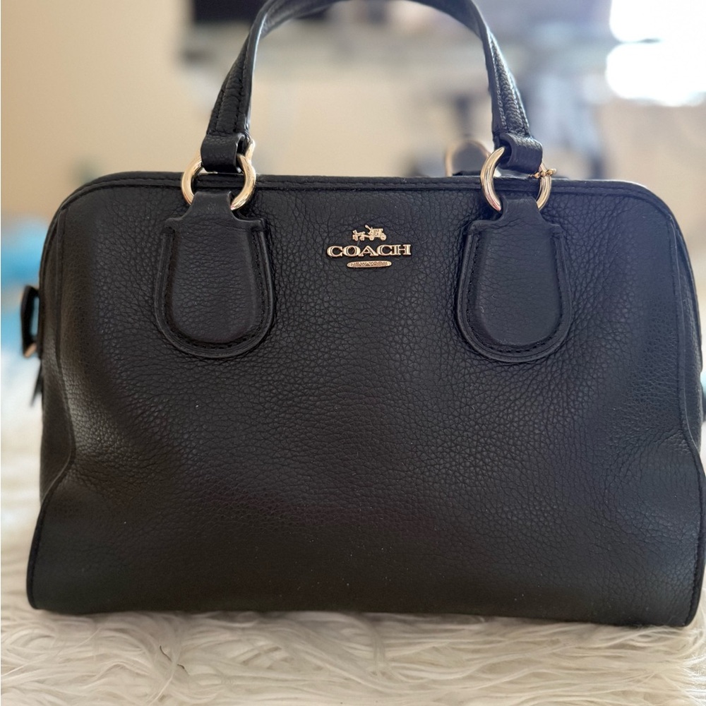 Vintage Coach mini Nolita Black pebble Leather bag purse with gold Hardware